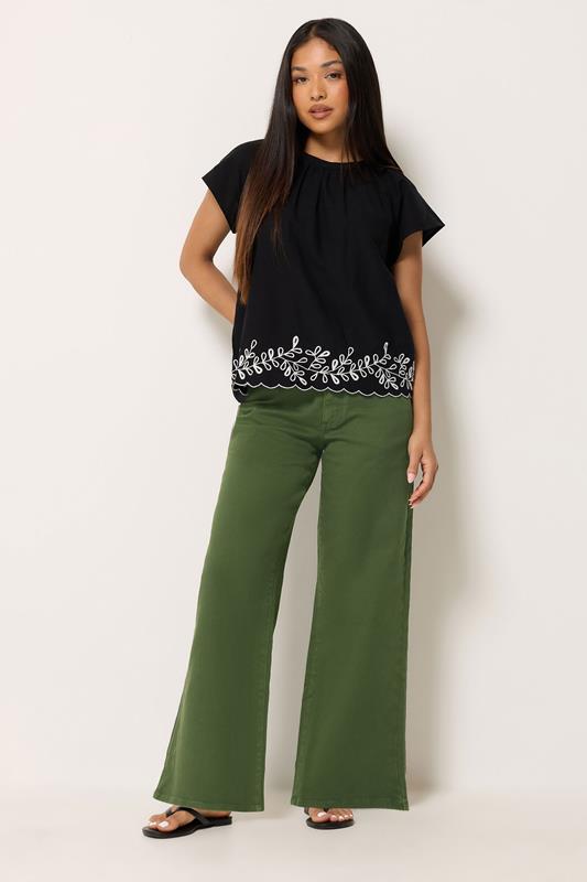  M&Co Petite Khaki Green Wide Leg Jeans