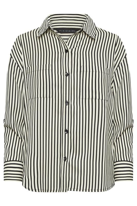 Petite Black & Cream Stripe Shirt | PixieGirl 6