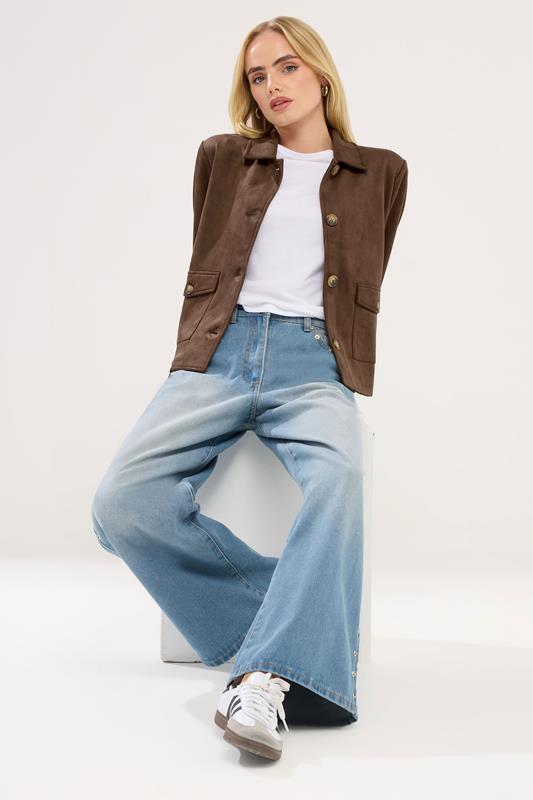 PixieGirl Petite Women's Chocolate Brown Suedette Jacket | PixieGirl 2