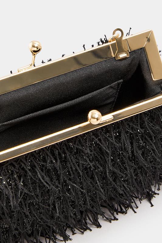 Black Eyelash Clutch Bag | Yours Clothing 3