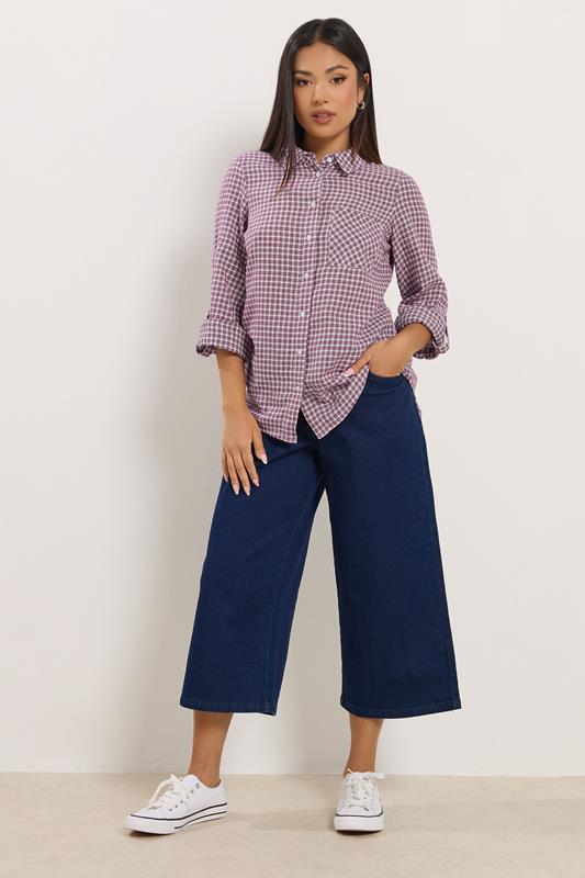 M&Co Petite Berry Red Check Cotton Shirt | M&Co 1