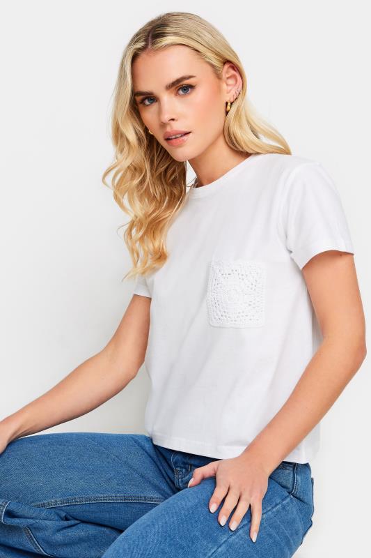 PixieGirl White Crochet Pocket Short Sleeve T-Shirt | PixieGirl  5