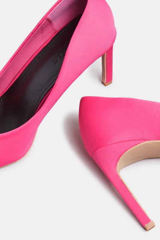 PixieGirl Hot Pink Heeled Court Shoes In Standard Fit | PixieGirl 5