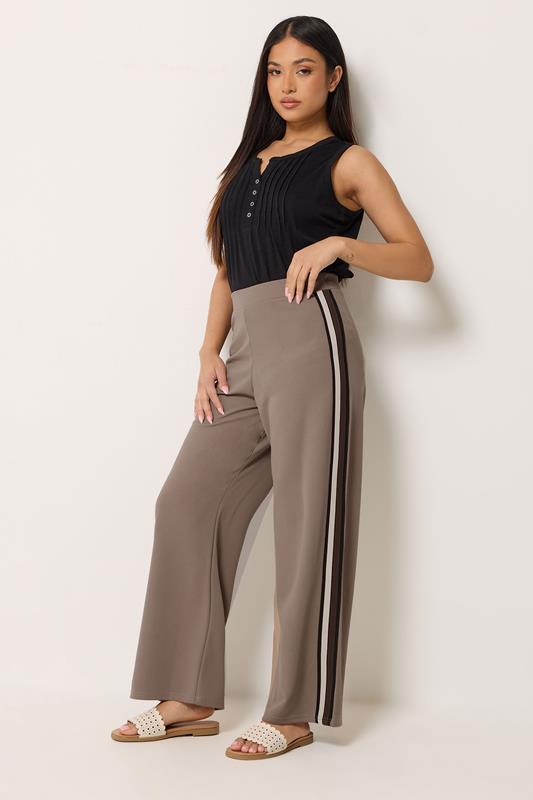 M&Co Petite Mocha Brown Side Stripe Trousers | M&Co 1