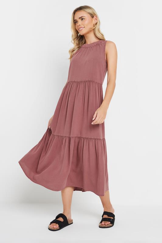  M&Co Petite Pink Tiered Midaxi Dress