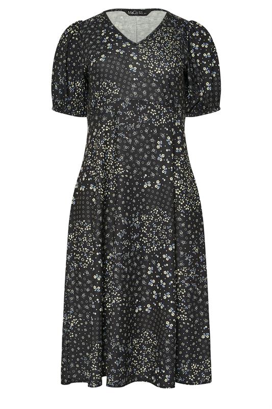 M&Co Petite Black Floral Print Midi Dress | M&Co 5