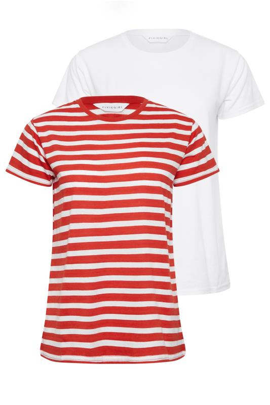 2 PACK PixieGirl Red Stripe Print T-Shirts | PixieGirl 8