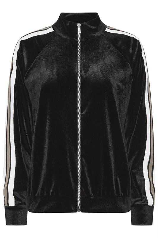 PixieGirl Petite Women's Black Velour Side Stripe Zip Jumper | PixieGirl 5
