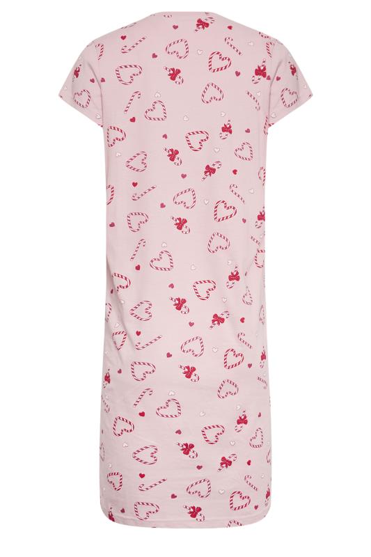 PixieGirl Petite Pink Candy Cane Heart Print Nightdress | PixieGirl  7