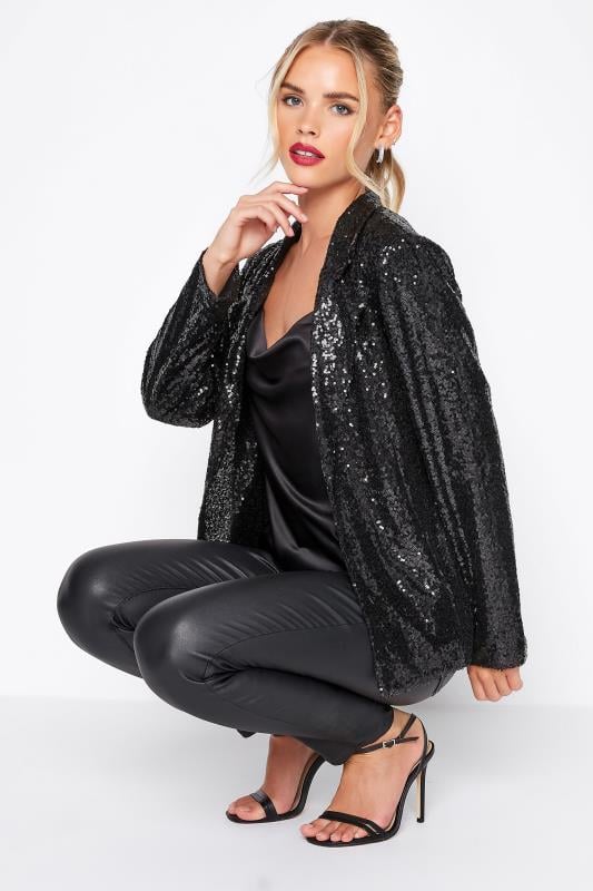 Classy Ladies Boucle Blazer Jacket with Glitter Black #J1086