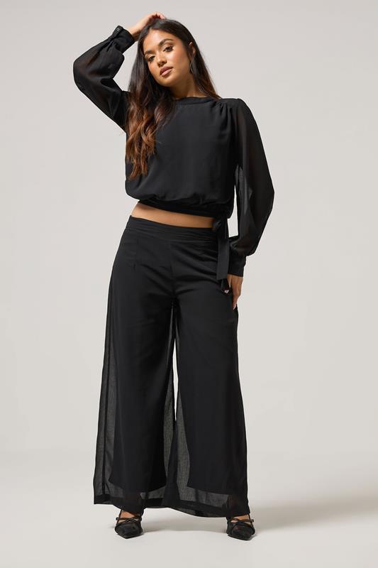 PixieGirl Petite Women's Black Chiffon Side Tie Blouse | PixieGirl 3
