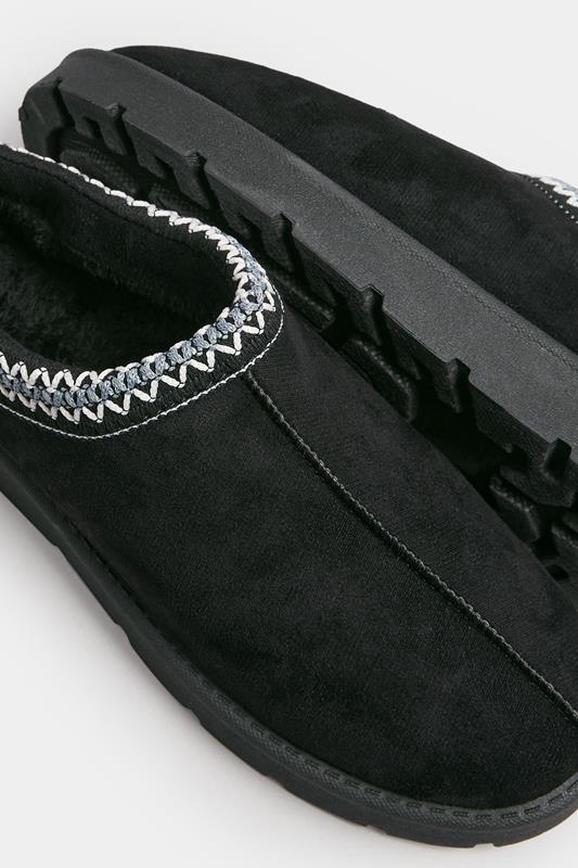 Black & Blue Faux Suede Embroidered Mules In Standard Fit | Yours Clothing 4