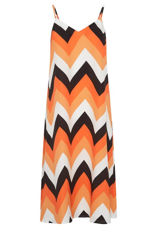 PixieGirl Orange Zig Zag Print Midaxi Slip Dress | PixieGirl 6