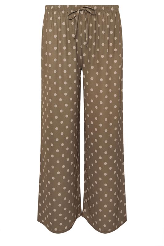 PixieGirl Petite Women's Brown Spot Crepe Wide Leg Trousers | PixieGirl 5