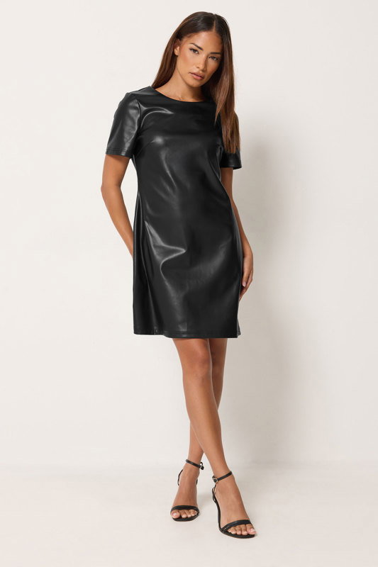 black faux leather shirt dress PixieGirl Petite Womens T-Shirt PINK/GREEN