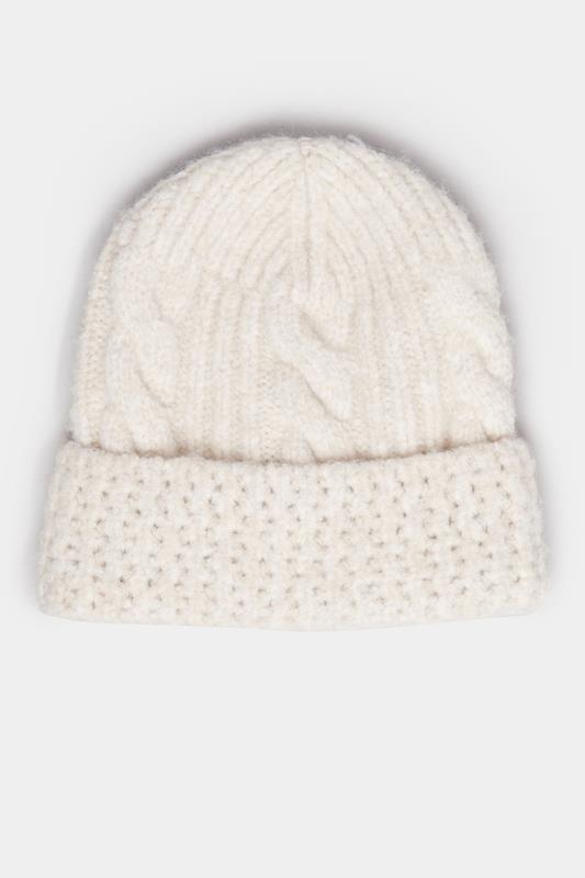 Natural Brown Cable Knit Beanie Hat | Yours Clothing 2