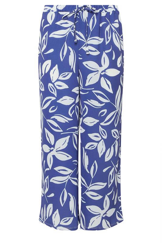 M&Co Blue Leaf Printed Crepe Culottes | M&Co 5