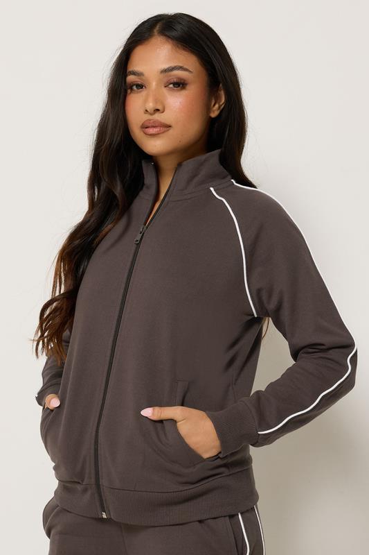  PixieGirl Petite Chocolate Brown Contrast Zip Jacket