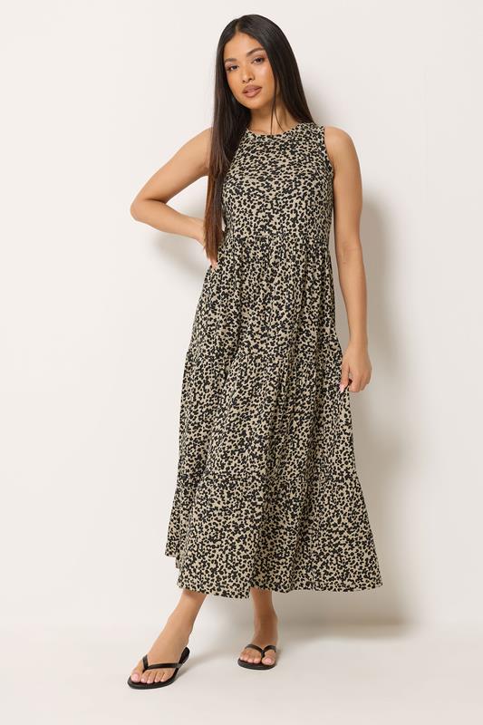 M&Co Petite Natural Brown Animal Print Cotton Maxi Dress | M&Co 1