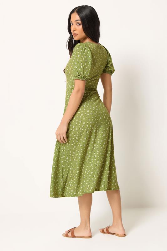 PixieGirl Petite Green Ditsy Floral Midi Dress
