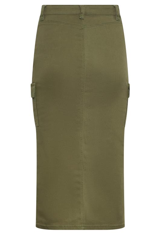 Petite Khaki Green Cargo Midi Skirt | PixieGirl 7