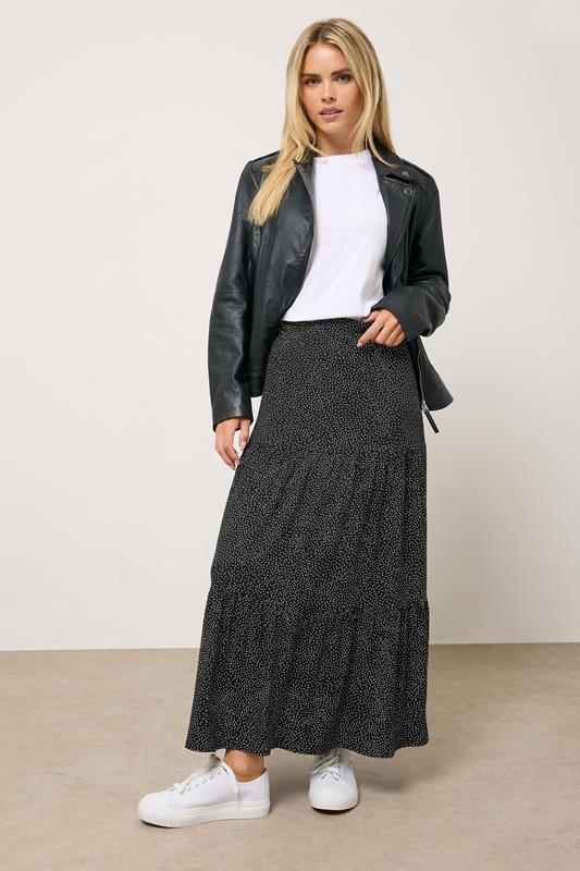 M&Co Petite Black Spot Print Maxi Skirt | M&Co 1