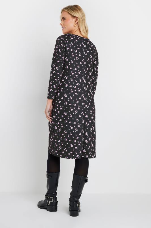 M&Co Petite Black Floral Print Ponte Swing Dress | M&Co 2