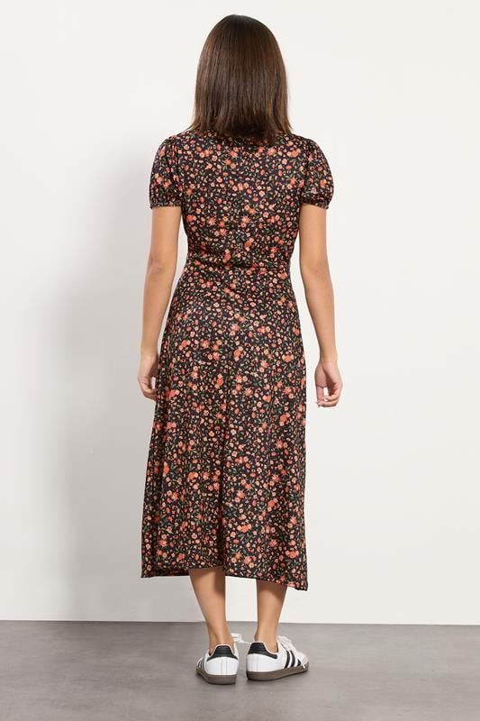 PixieGirl Petite Women's Orange Ditsy Floral Tea Dress | PixieGirl 3