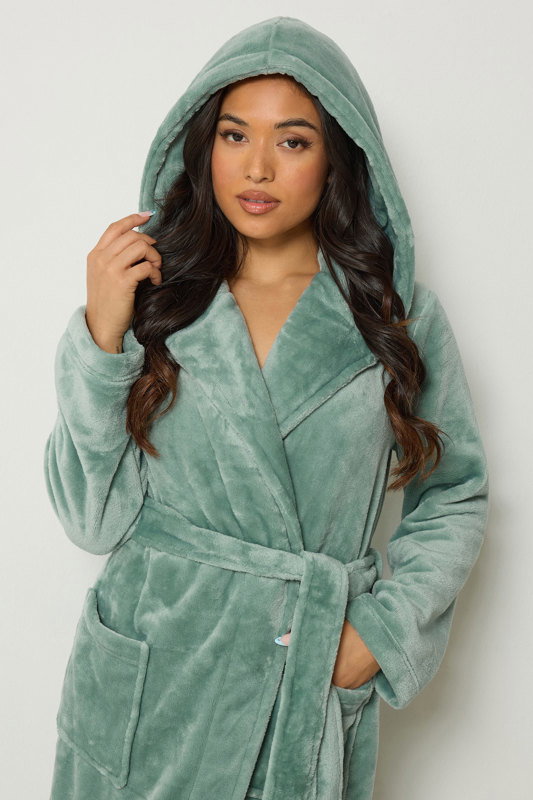 ladies hooded dressing gown PixieGirl Petite Womens Green Super Luxe vintage inspired luxury dressing gowns