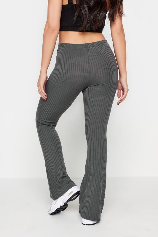 PixieGirl Grey V-Waist Ribbed Flare Trousers | PixieGirl 4