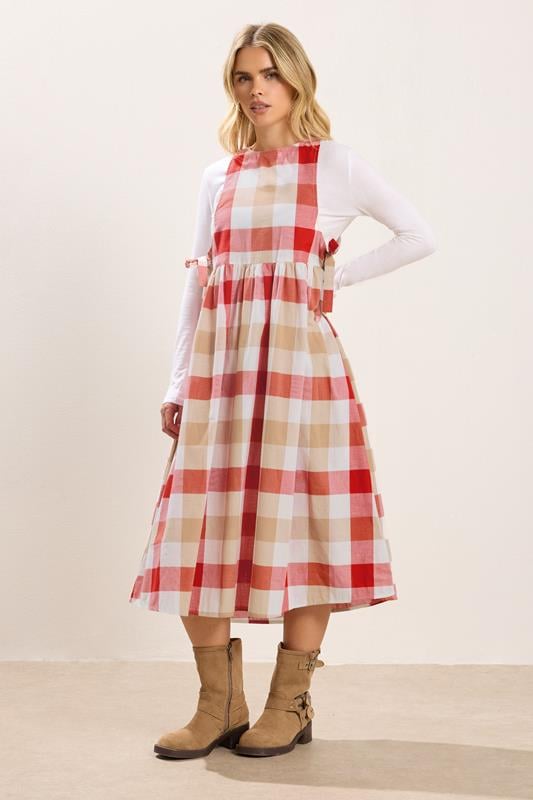 Petite  PixieGirl Petite Pink Check Midi Dress