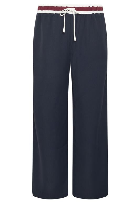 PixieGirl Petite Women's Navy Blue Contrast Waist Trousers | PixieGirl 1