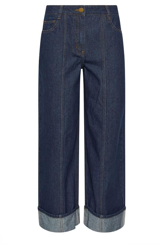PixieGirl Petite Women's Dark Blue Seam Front Turn Up Denim Jeans | PixieGirl 5