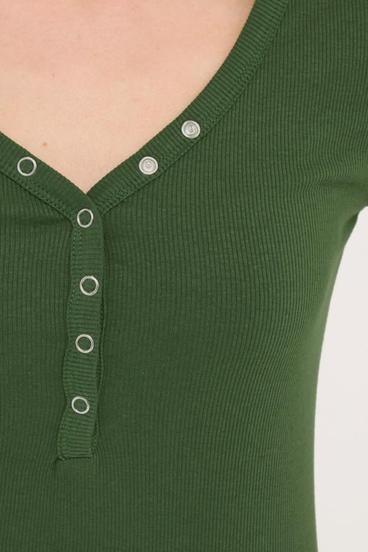 PixieGirl Petite Women's 2 PACK Black & Khaki Green Button Henley Tops | PixieGirl 6