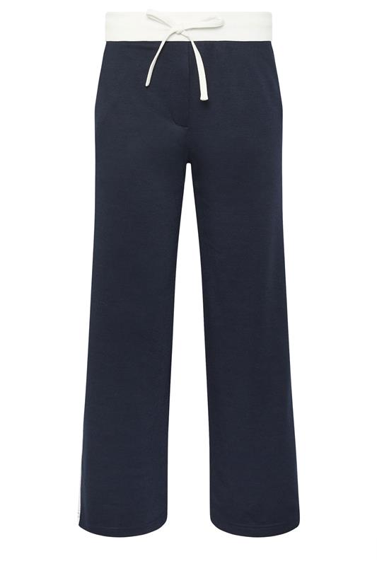 M&Co Petite Navy Blue Side Stripe Wide Leg Trousers | M&Co 5
