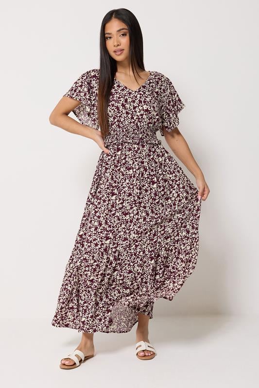 M&Co Petite Berry Purple Floral Maxi Dress