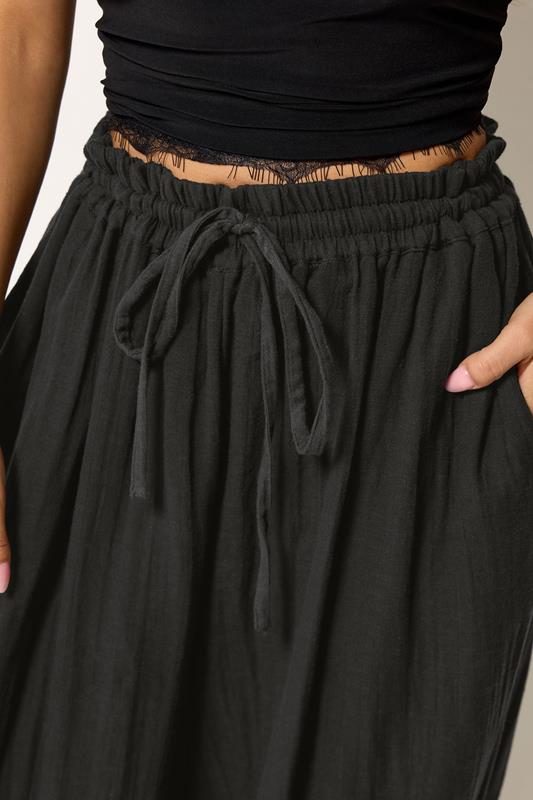 PixieGirl Petite Women's Black Cheesecloth Cotton Balloon Trousers | PixieGirl 4