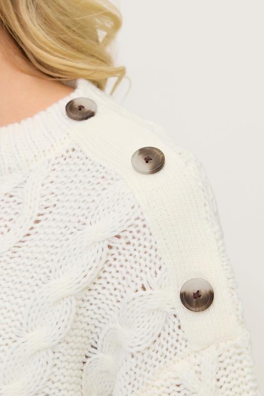 PixieGirl Petite Women's Ivory White Striped Cable Knit Jumper | PixieGirl 4