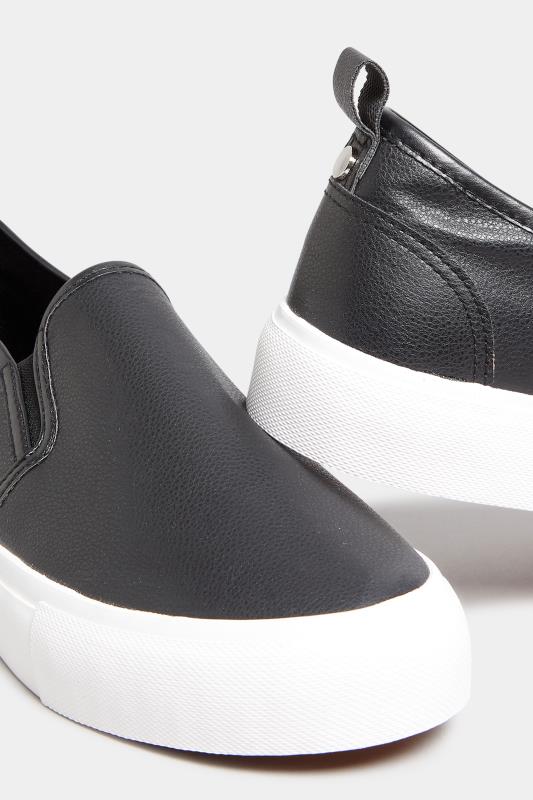 Black Slip-On Trainers In Wide E Fit | Yours Clothing 5