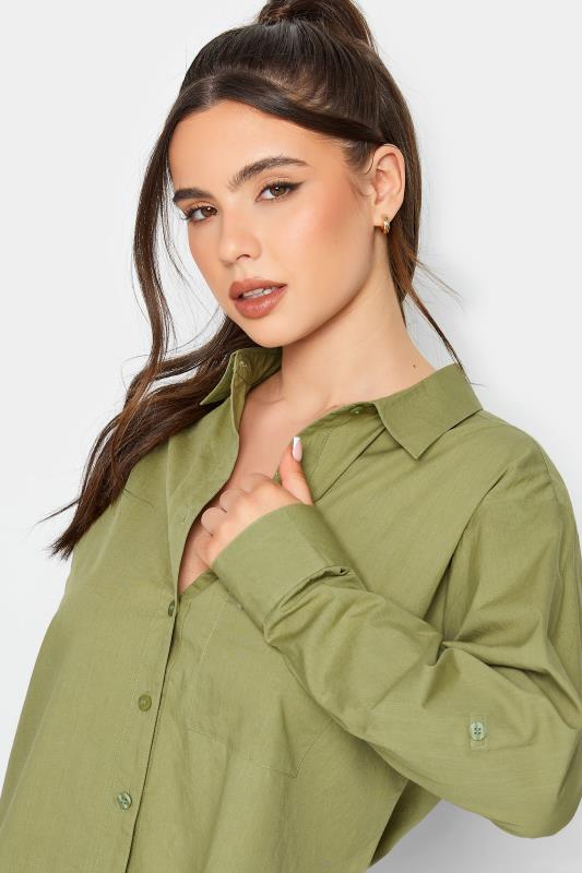 PixieGirl Olive Green Oversized Cotton Shirt | PixieGirl  4