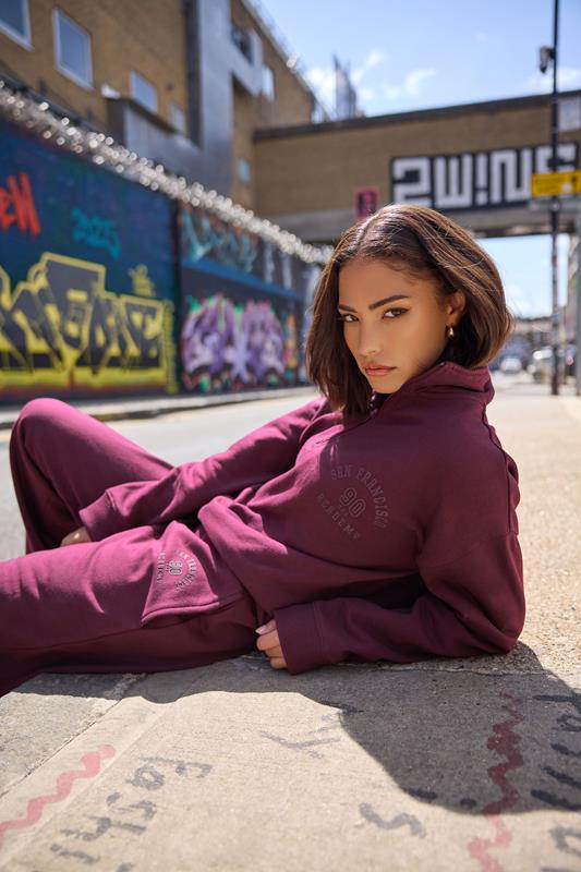 Petite  PixieGirl Petite Burgundy Red 'San Francisco' Zip Sweatshirt