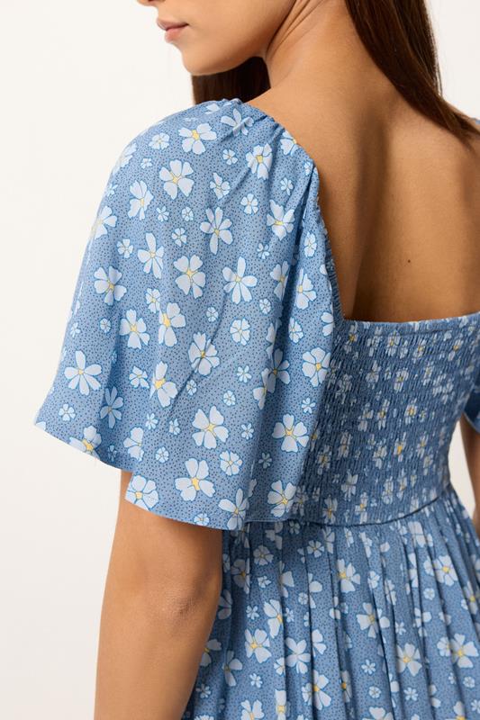 PixieGirl Petite Women's Blue Daisy Midi Dress | PixieGirl