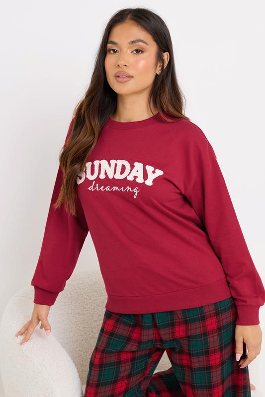 PixieGirl Petite Red 'Sunday Dreaming' Slogan Lounge Top | PixieGirl 1