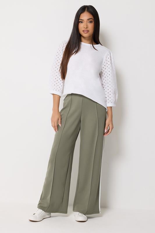  M&Co Petite Khaki Green Pintuck Trousers