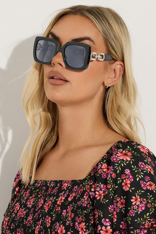 Plus Size  Yours Black Statement Chain Sunglasses