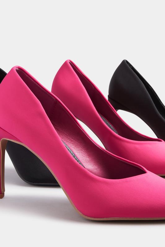 PixieGirl Hot Pink Heeled Court Shoes In Standard Fit | PixieGirl 6