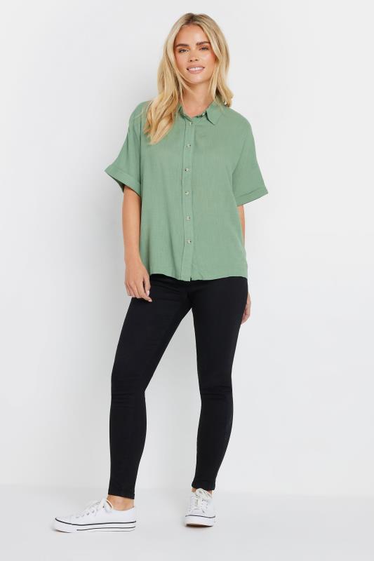 M&Co Petite Green Short Sleeve Linen Shirt | M&Co 4