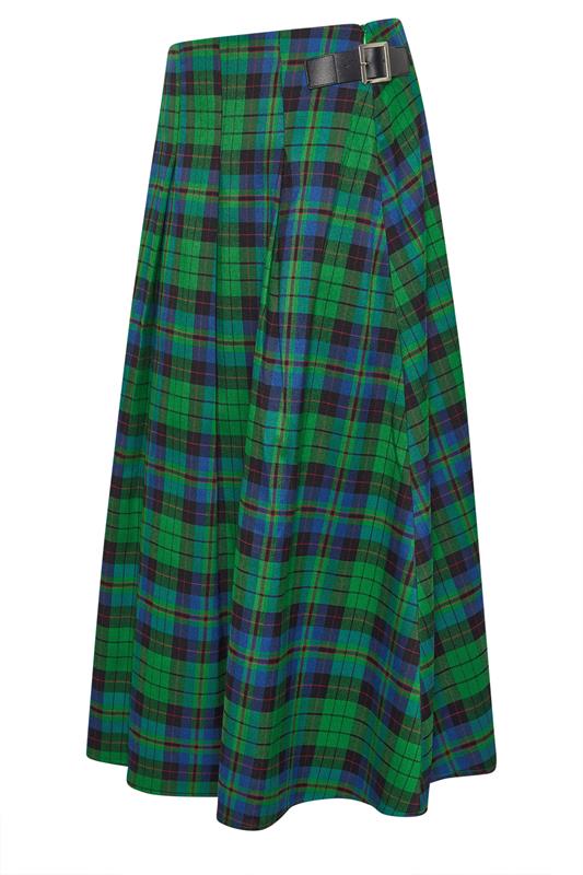 PixieGirl Petite Women's Green & Blue Check Midi Skirt | PixieGirl 2