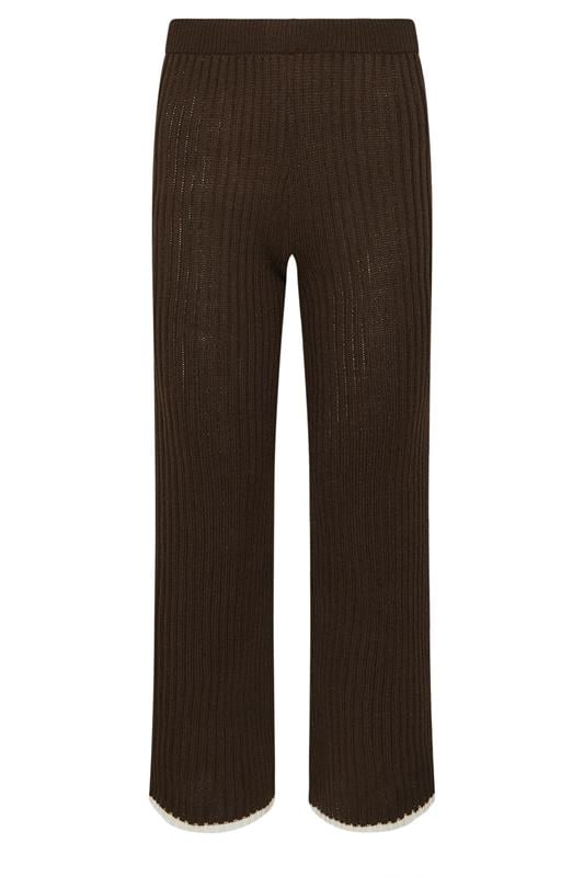 PixieGirl Petite Women's Chocolate Brown Knitted Side Stripe Trousers | PixieGirl 1