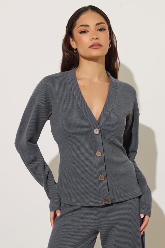 PixieGirl Petite Charcoal Grey Textured Cardigan